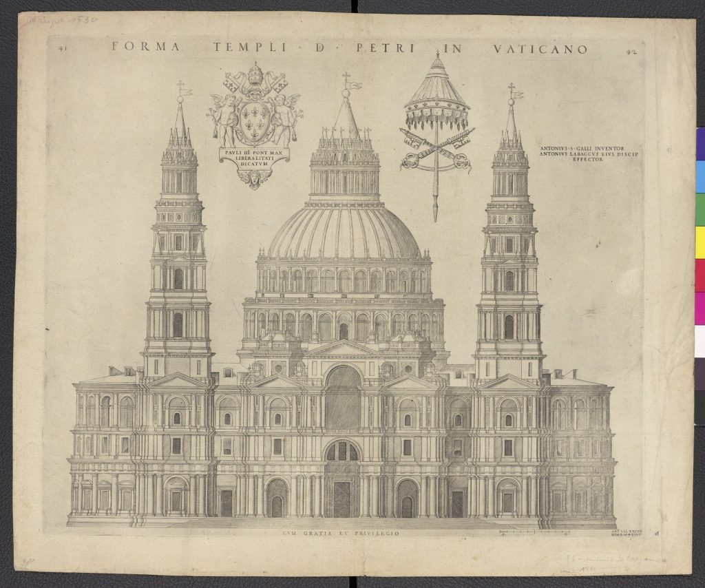 Copperplate engraving of St. Peter’s, Rome