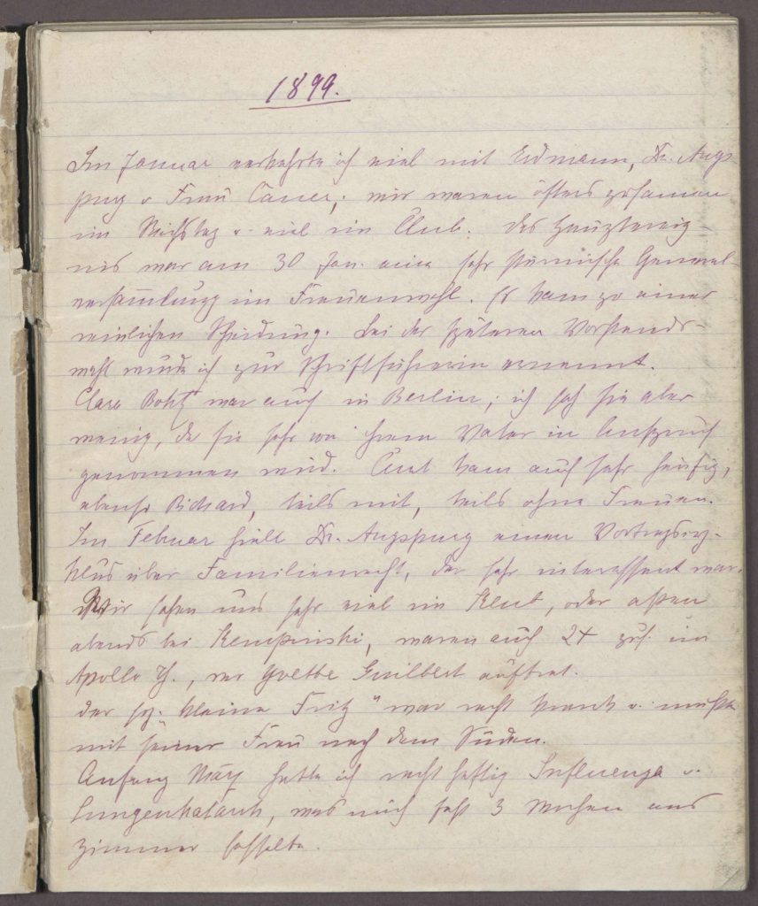 Handschriftlicher Tagebucheintrag von Anna Pappritz