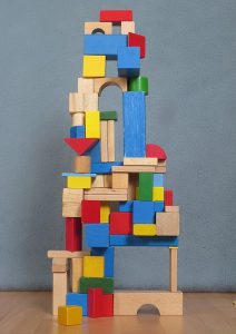 A stack of toy blocks
