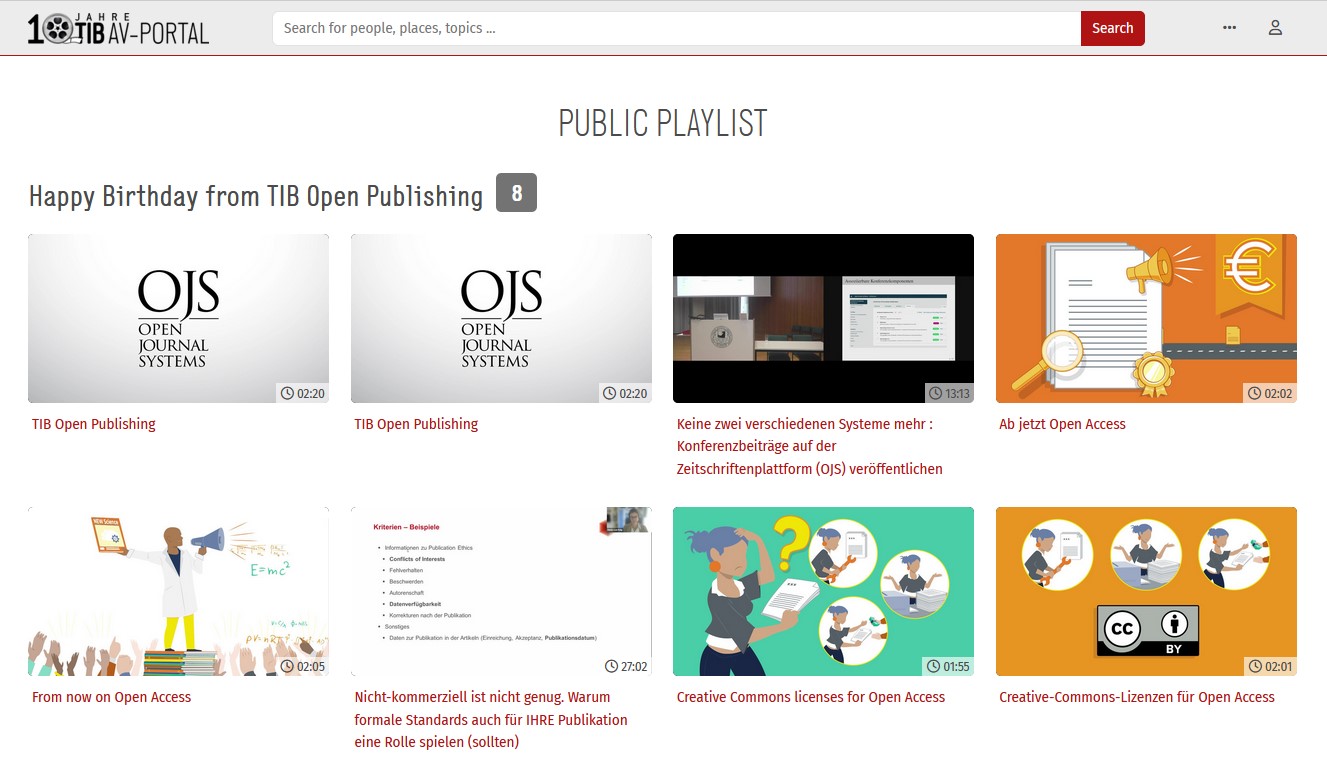 Selection of lecture recordings and, in particular, explanatory videos on the topic of open access publishing