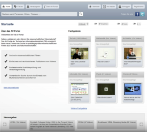 Screenshot of the TIB AV Portal homepage in 2014